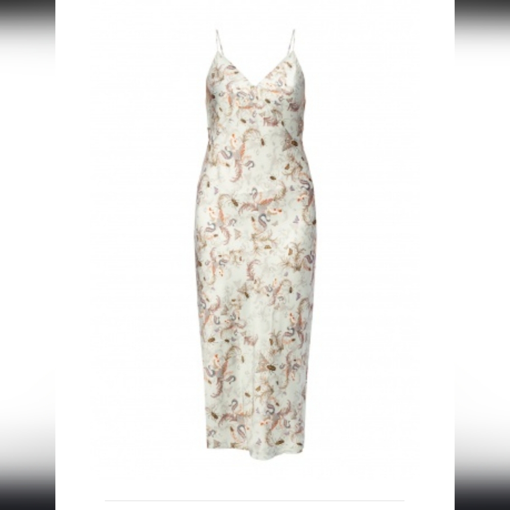 All Saints Cream and Brown Patterned Pencil Skirt